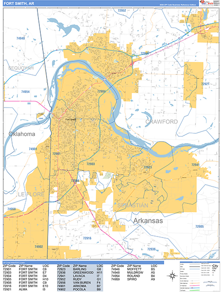 Fort Smith Zip Code Wall Map